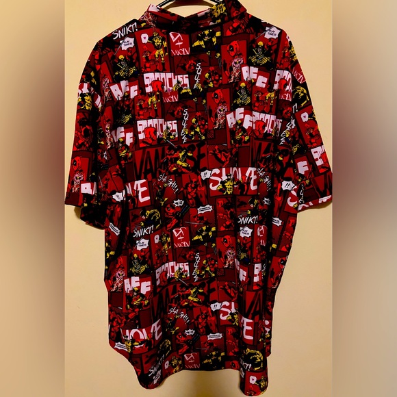 RSVLTS DEADPOOL WOLVERINE button down collared t-shirt. KunuFLEX - Picture 2 of 5